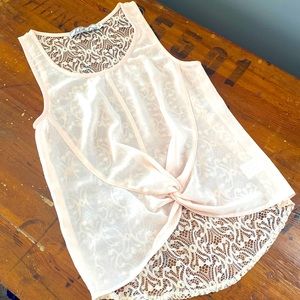 Twist front lace back tank